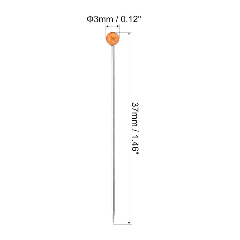 Sewing Pins, 100 Pcs 1.5 Inch Pearlized Ball Head Pins Straight Pin for Fabric, Decorative, Cloth Making, DIY, Orange