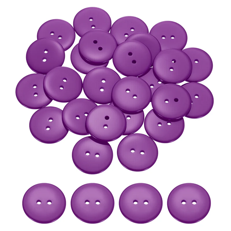 25 Pcs 30mm Resin Sewing Buttons, 2 Hole for Sewing Coats Shirts, Purple