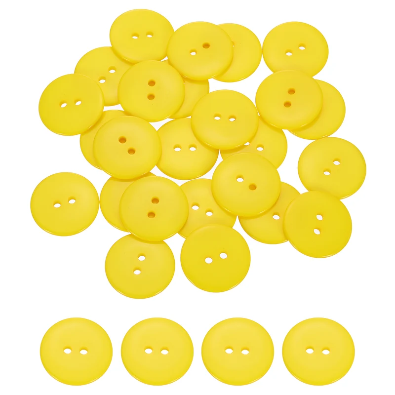 25 Pcs 30mm Resin Sewing Buttons, 2 Hole for Sewing Coats Shirts, Yellow