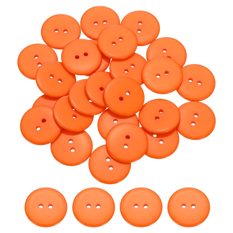 25 Pcs 30mm Resin Sewing Buttons, 2 Hole for Sewing Coats Shirts, Orange