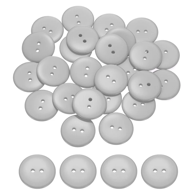25 Pcs 30mm Resin Sewing Buttons, 2 Hole for Sewing Coats Shirts, Gray