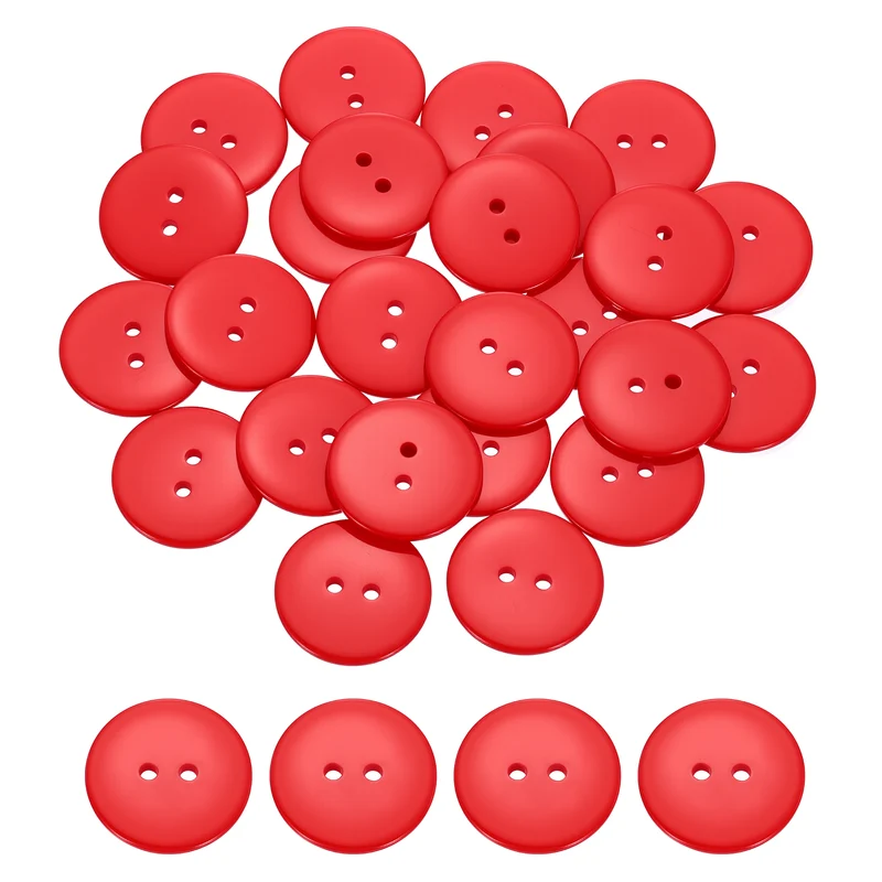 25 Pcs 30mm Resin Sewing Buttons, 2 Hole for Sewing Coats Shirts, Orange Red