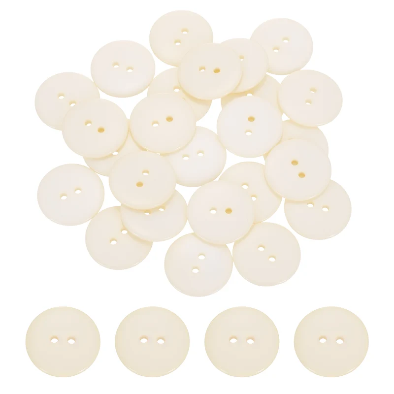 25 Pcs 25mm Resin Sewing Buttons, 2 Hole for Sewing Coats Shirts, Beige