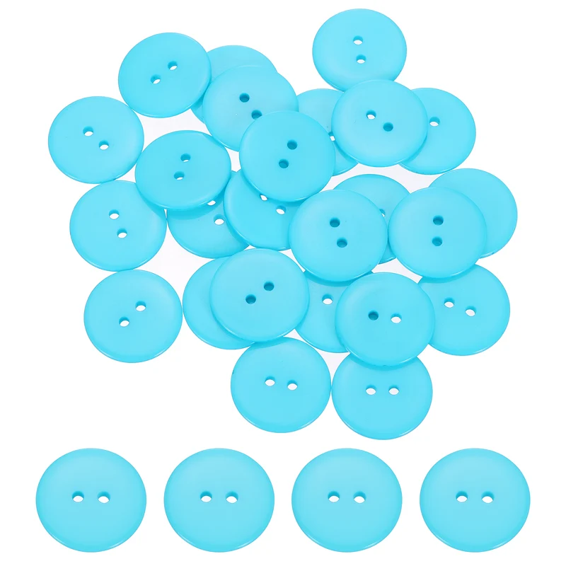 25 Pcs 25mm Resin Sewing Buttons, 2 Hole for Sewing Coats Shirts, Lake Blue