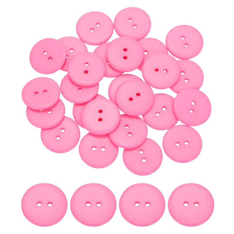 25 Pcs 25mm Resin Sewing Buttons, 2 Hole for Sewing Coats Shirts, Pink