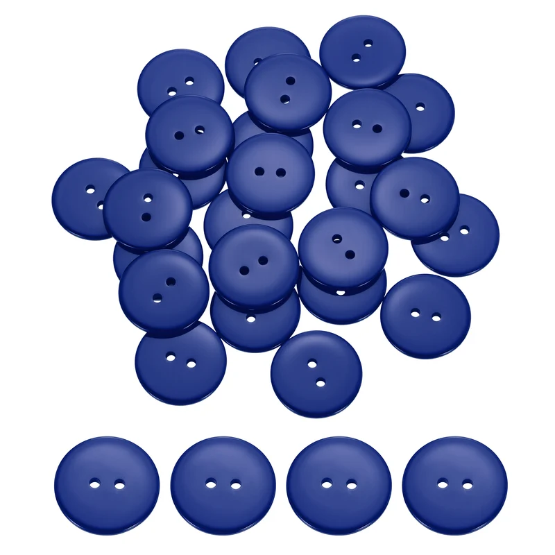 25 Pcs 25mm Resin Sewing Buttons, 2 Hole for Sewing Coats Shirts, Deep Blue
