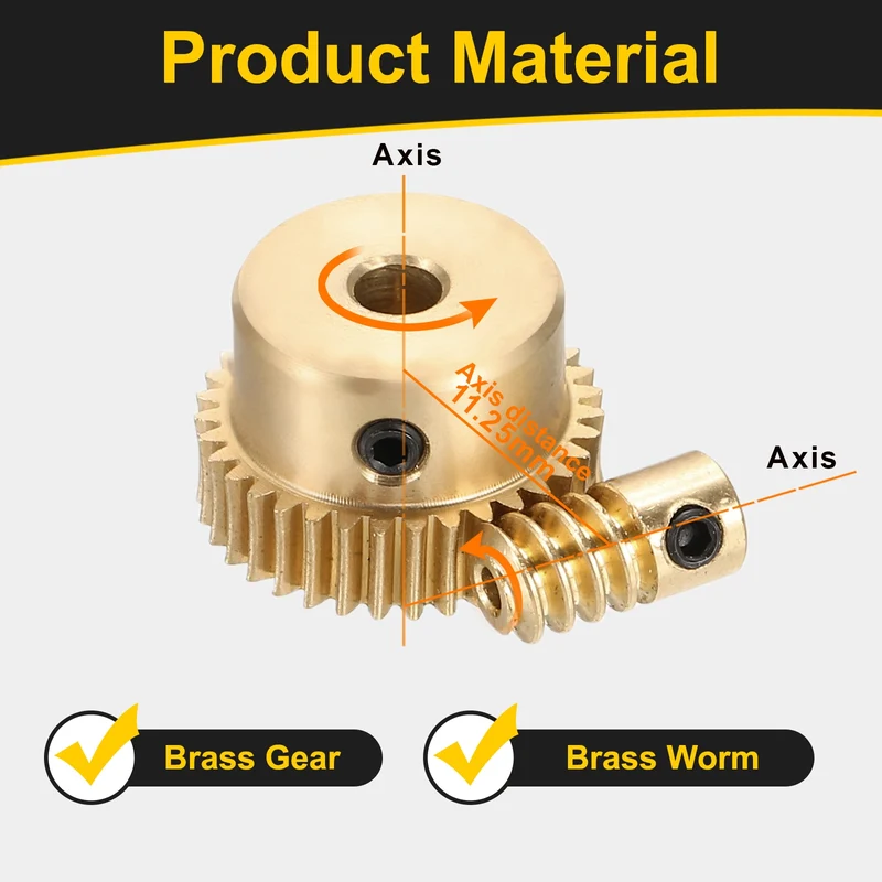 Worm Gear Set 0.5 Module 1:35 Reduction Rate(Gear-4mm Bore, Rod 2mm Bore)