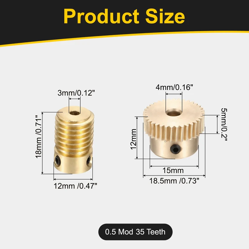 Worm Gear Set 0.5 Module 1:35 Reduction Rate(Gear-4mm Bore, Rod 3mm Bore)