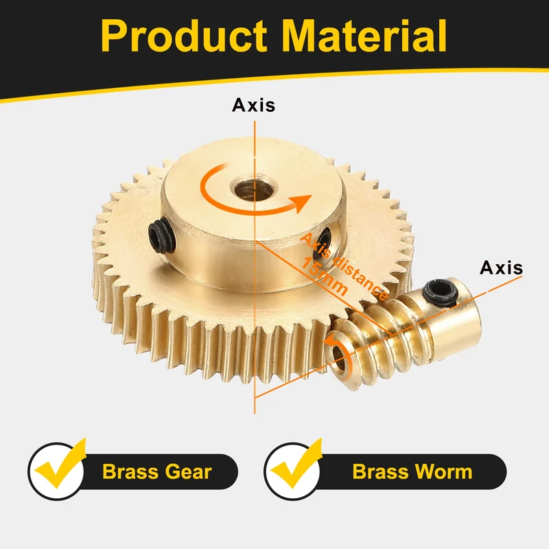 Worm Gear Set 0.5 Module 1:50 Reduction Rate(Gear-3mm Bore, Rod 2mm Bore)