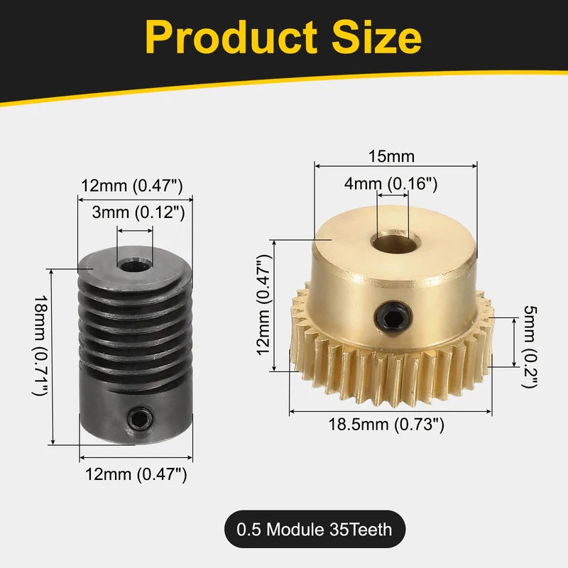 Worm Gear Set 0.5 Module 1:35 Reduction Rate(Gear-4mm Bore, Rod 3mm Bore)