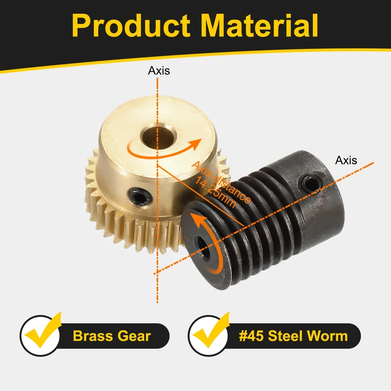 Worm Gear Set 0.5 Module 1:35 Reduction Rate(Gear-4mm Bore, Rod 3mm Bore)