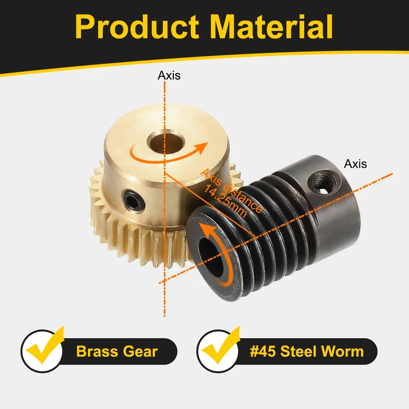Worm Gear Set 0.5 Module 1:35 Reduction Rate(Gear-4mm Bore, Rod 5mm Bore)