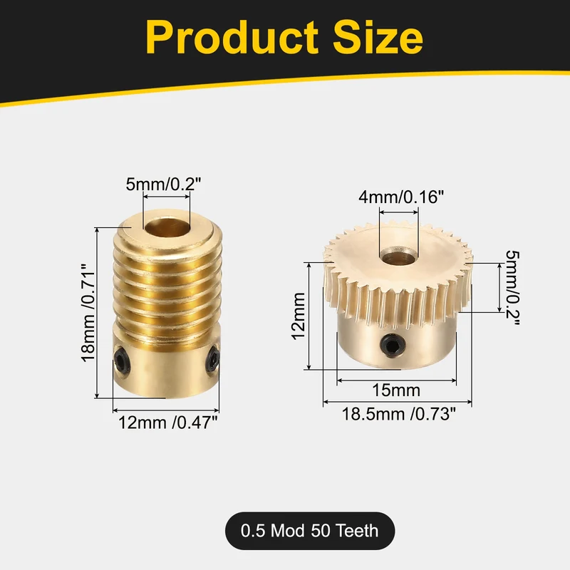 Worm Gear Set 0.5 Module 1:35 Reduction Rate(Gear-4mm Bore, Rod 5mm Bore)