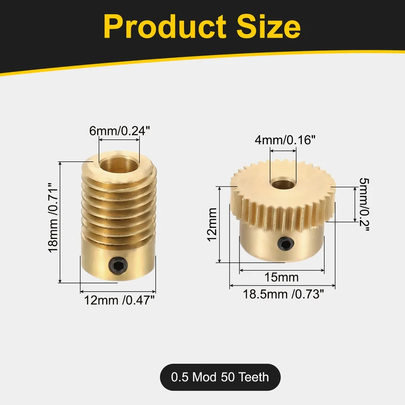 Worm Gear Set 0.5 Module 1:35 Reduction Rate(Gear-4mm Bore, Rod 6mm Bore)