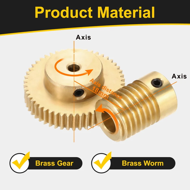 Worm Gear Set 0.5 Module 1:50 Reduction Rate(Gear-3mm Bore, Rod 6mm Bore)