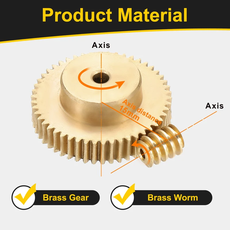 Worm Gear Set 0.5 Module 1:50 Reduction Rate(Gear-3mm Bore, Rod 1.98mm Bore)