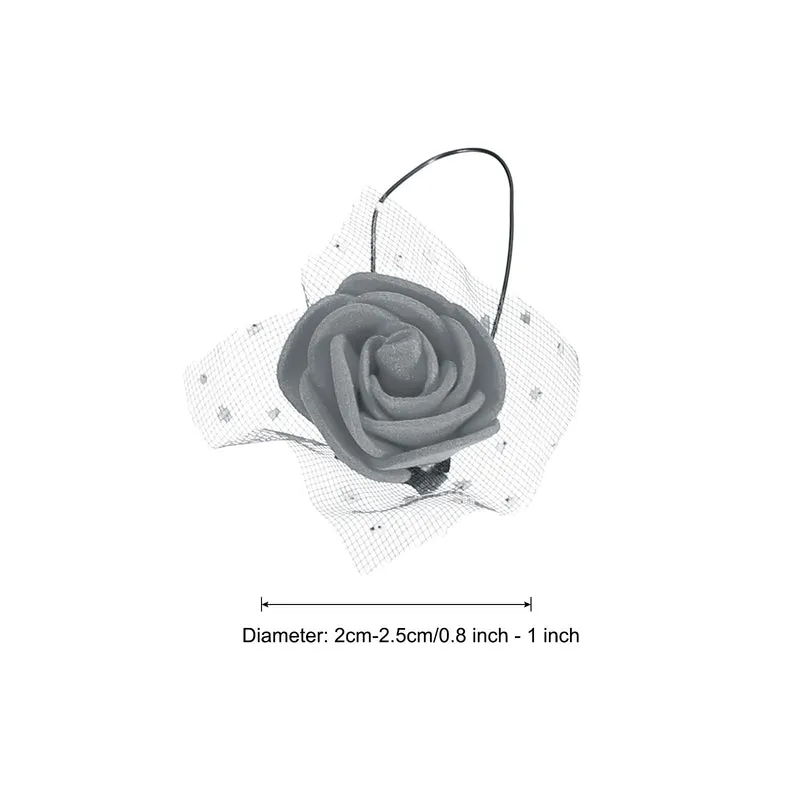 Artificial Rose Flower Heads, Grey Mini Faux Flowers 0.8 Inch-1 Inch 288Pcs