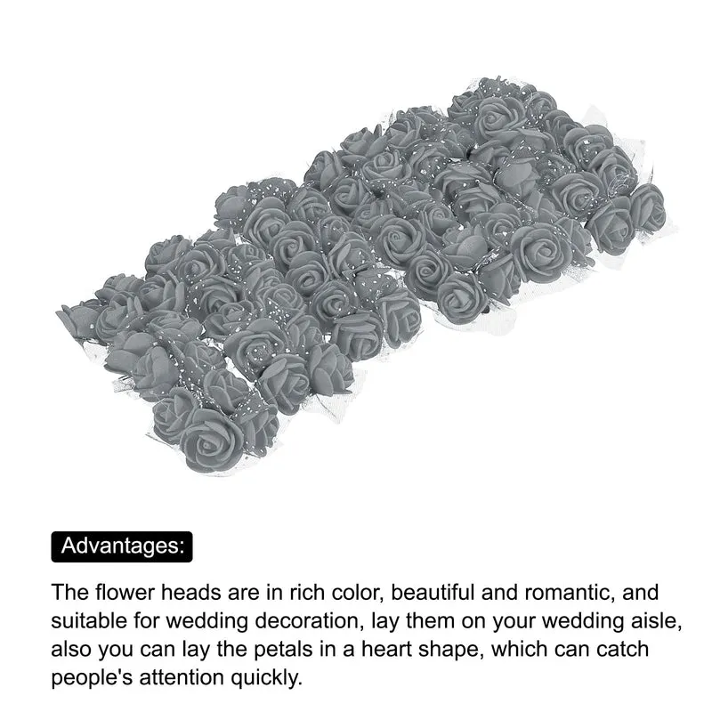 Artificial Rose Flower Heads, Grey Mini Faux Flowers 0.8 Inch-1 Inch 288Pcs