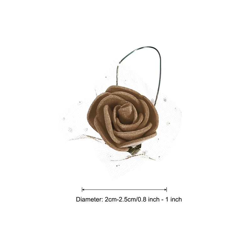 Artificial Rose Flower Heads, Brown Mini Faux Flowers 0.8 Inch-1 Inch 72Pcs