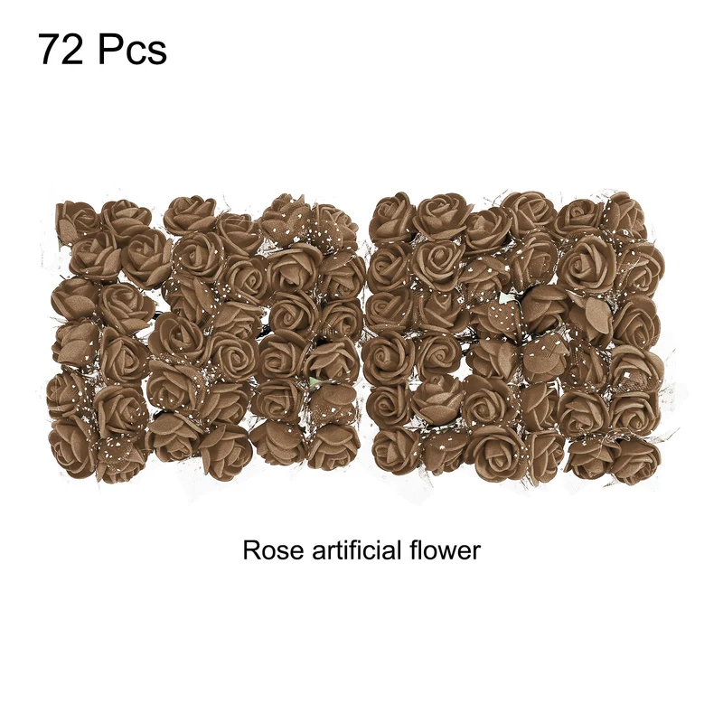 Artificial Rose Flower Heads, Brown Mini Faux Flowers 0.8 Inch-1 Inch 72Pcs