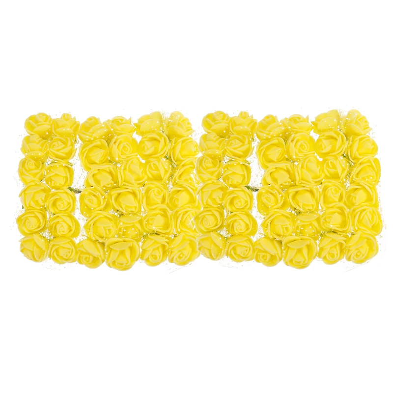 Artificial Rose Flower Heads, Yellow Mini Faux Flowers 0.8 Inch-1 Inch 72Pcs