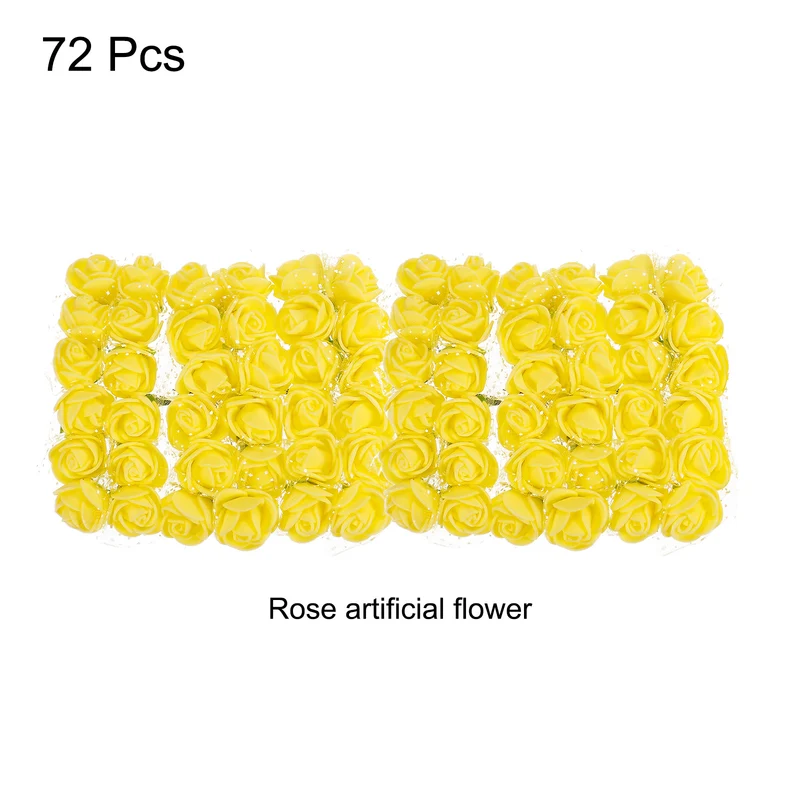 Artificial Rose Flower Heads, Yellow Mini Faux Flowers 0.8 Inch-1 Inch 72Pcs
