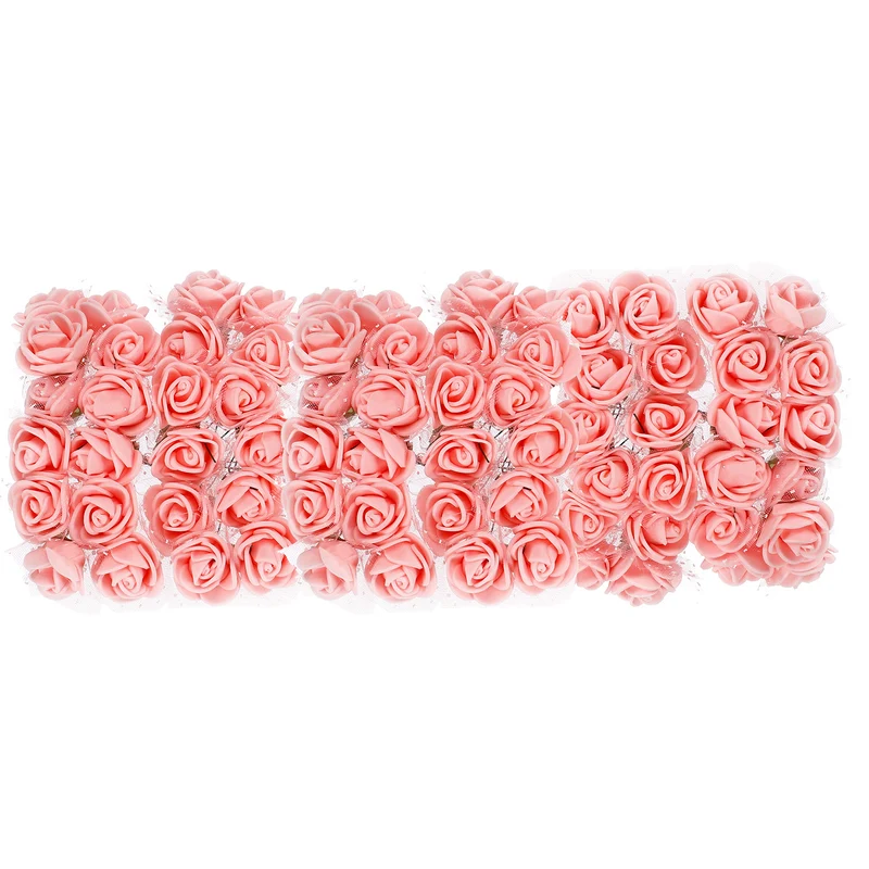 Artificial Rose Flower Heads, Nude Pink Mini Faux Flower 0.8 Inch-1 Inch 72Pcs