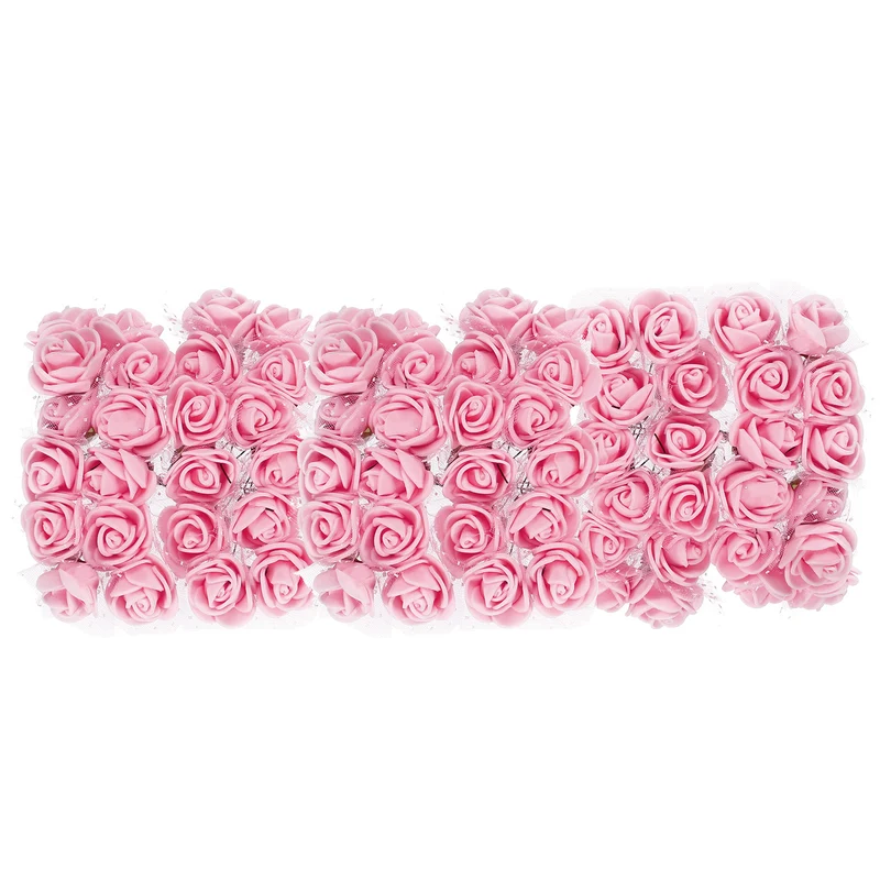 Artificial Rose Flower Heads, Light Pink Mini Faux Flowers 0.8-1 Inch 72Pcs