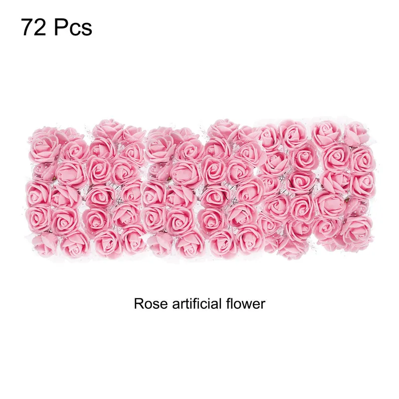 Artificial Rose Flower Heads, Light Pink Mini Faux Flowers 0.8-1 Inch 72Pcs