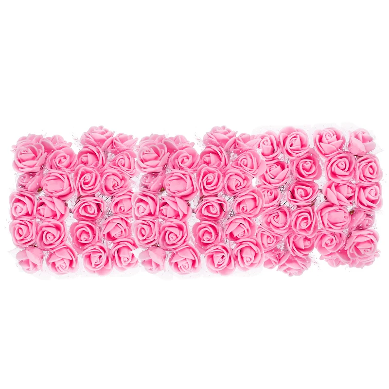 Artificial Rose Flower Heads, Pink Mini Faux Flowers 0.8 Inch-1 Inch 72Pcs