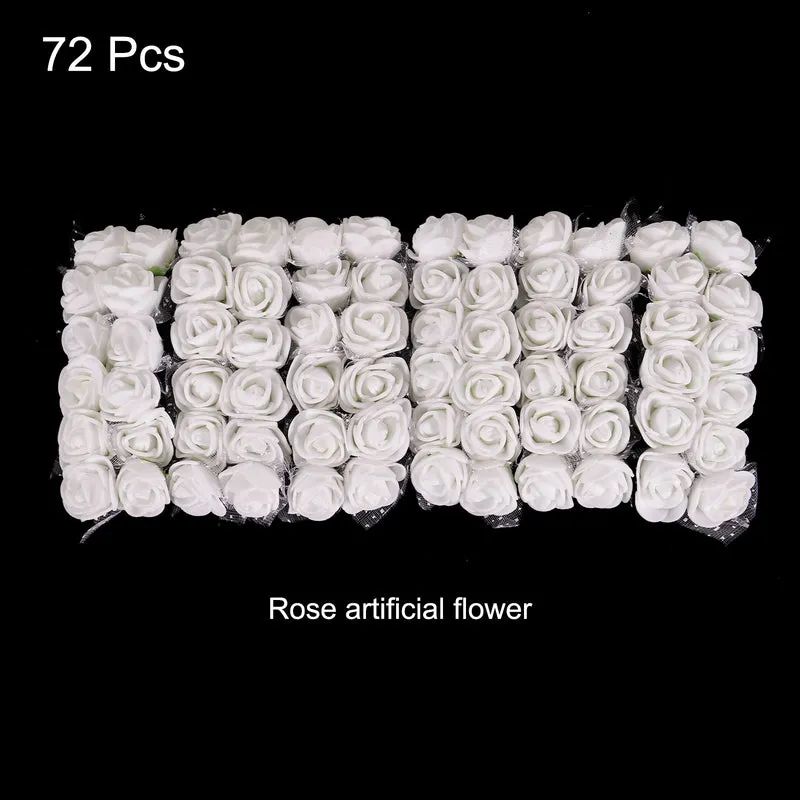 Artificial Rose Flower Heads, Cream White Mini Flowers 0.8 Inch-1 Inch 72Pcs