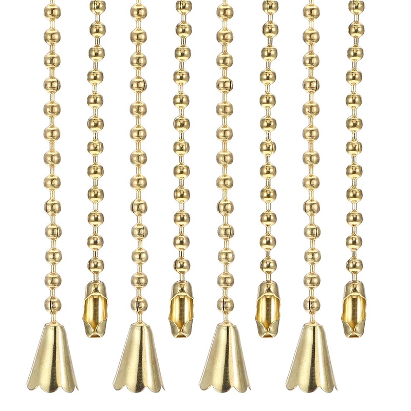 4 Pcs 1M Ceiling Fan Light Beaded Pull Chain with Conical Pendant, Gold Tone