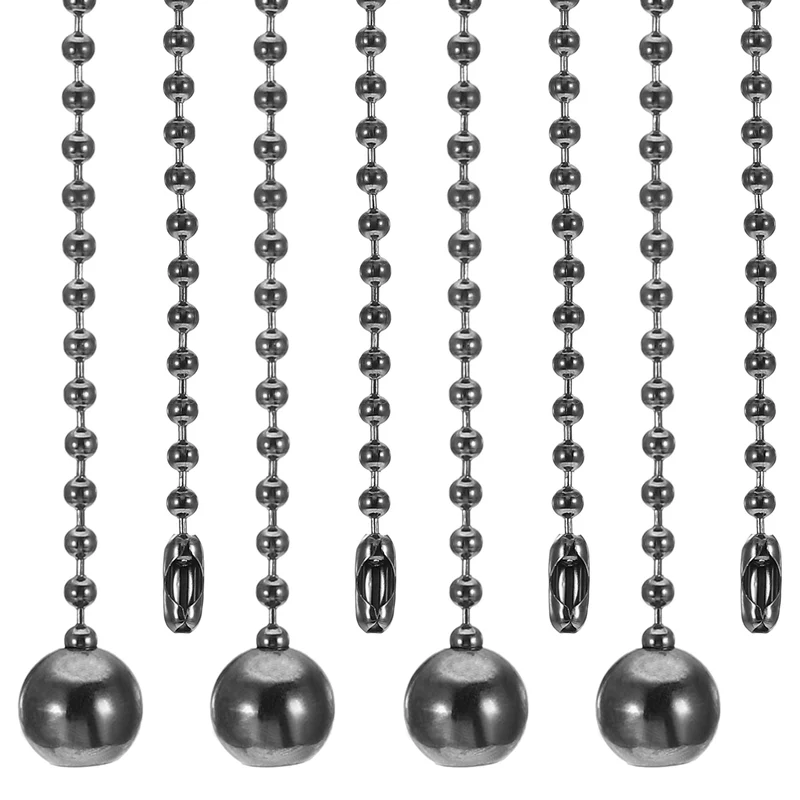 4 Pcs 3.3ft 1M Ceiling Fan Light Beaded Pull Chain with Ball Pendant, Black
