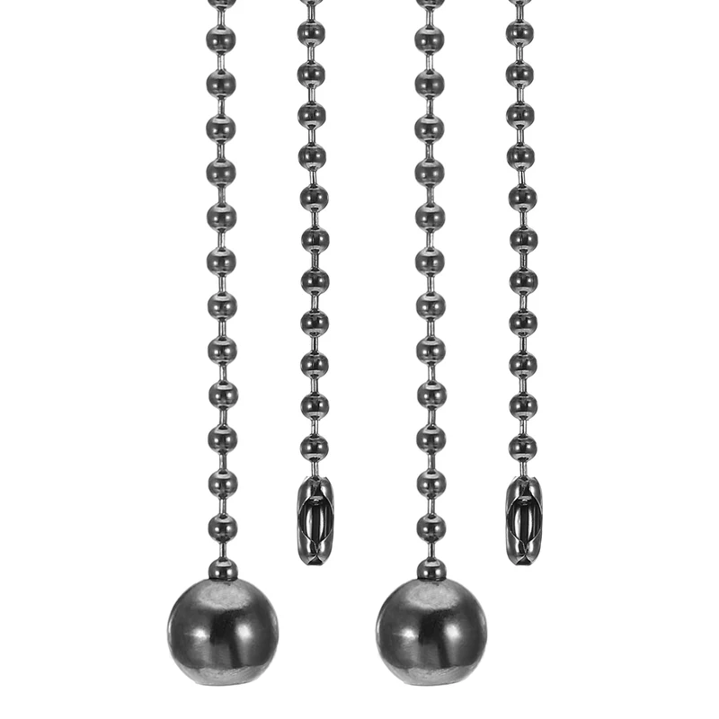 2 Pcs 3.3ft 1M Ceiling Fan Light Beaded Pull Chain with Ball Pendant Black