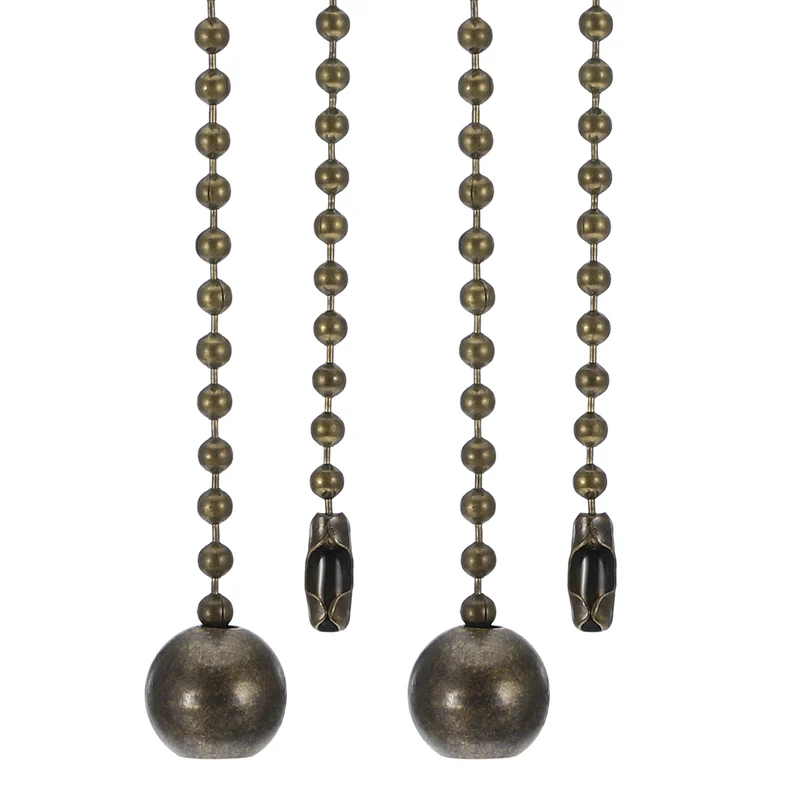 2 Pcs 1M Ceiling Fan Light Beaded Pull Chain with Ball Pendant Bronze