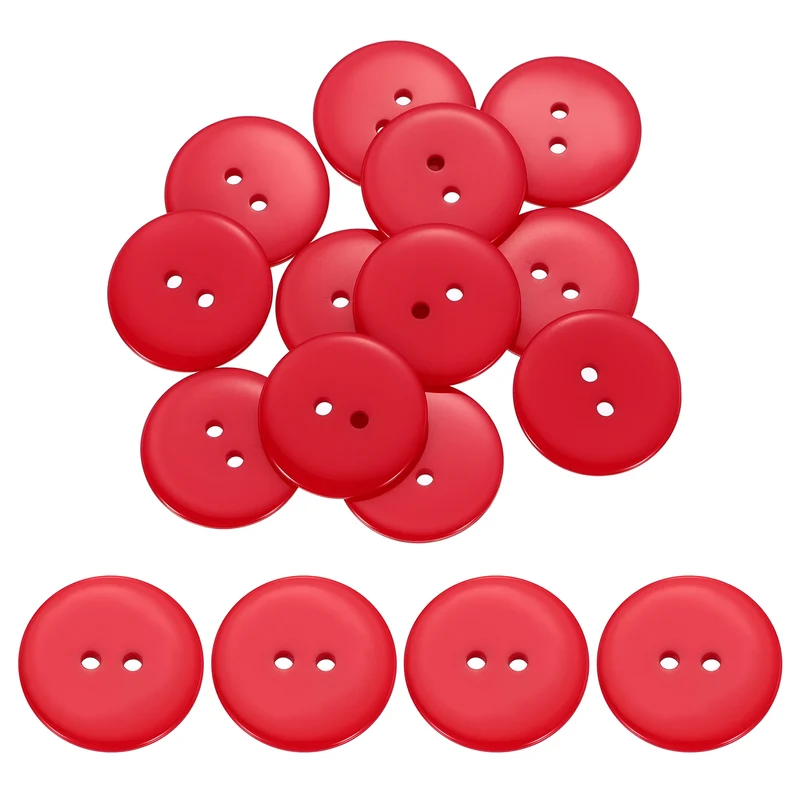 16 Pcs 28mm Resin Sewing Buttons, 2 Hole for Sewing Coats Shirts, Bright Red