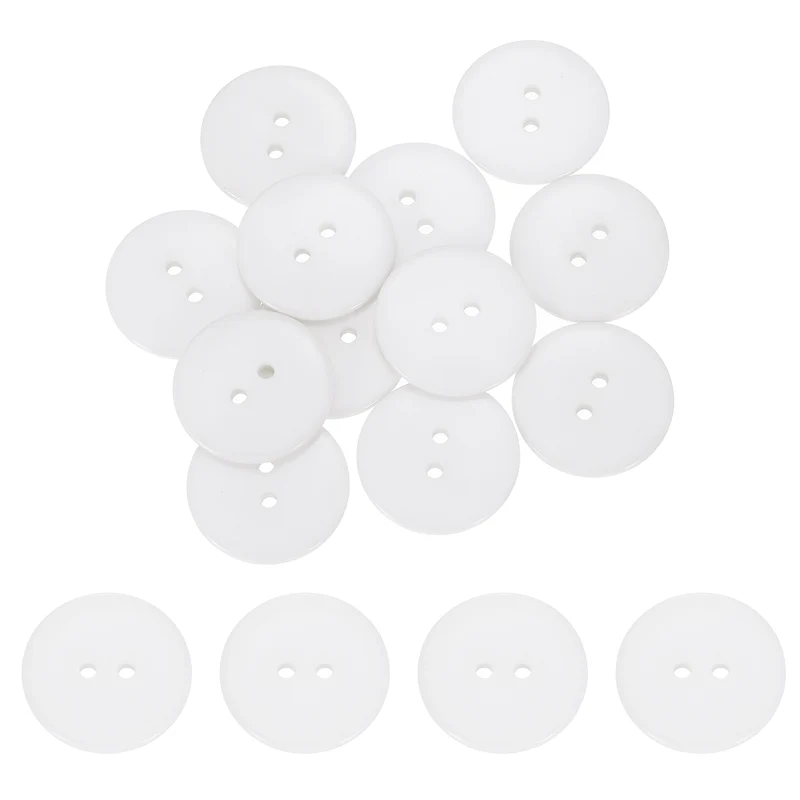16 Pcs 28mm Resin Sewing Buttons, 2 Hole for Sewing Coats Shirts, White