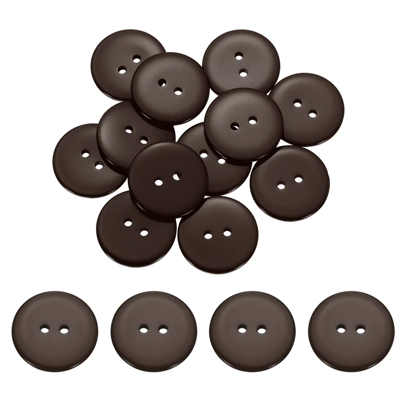 16 Pcs 28mm Resin Sewing Buttons, 2 Hole for Sewing Coats Shirts, Coffee