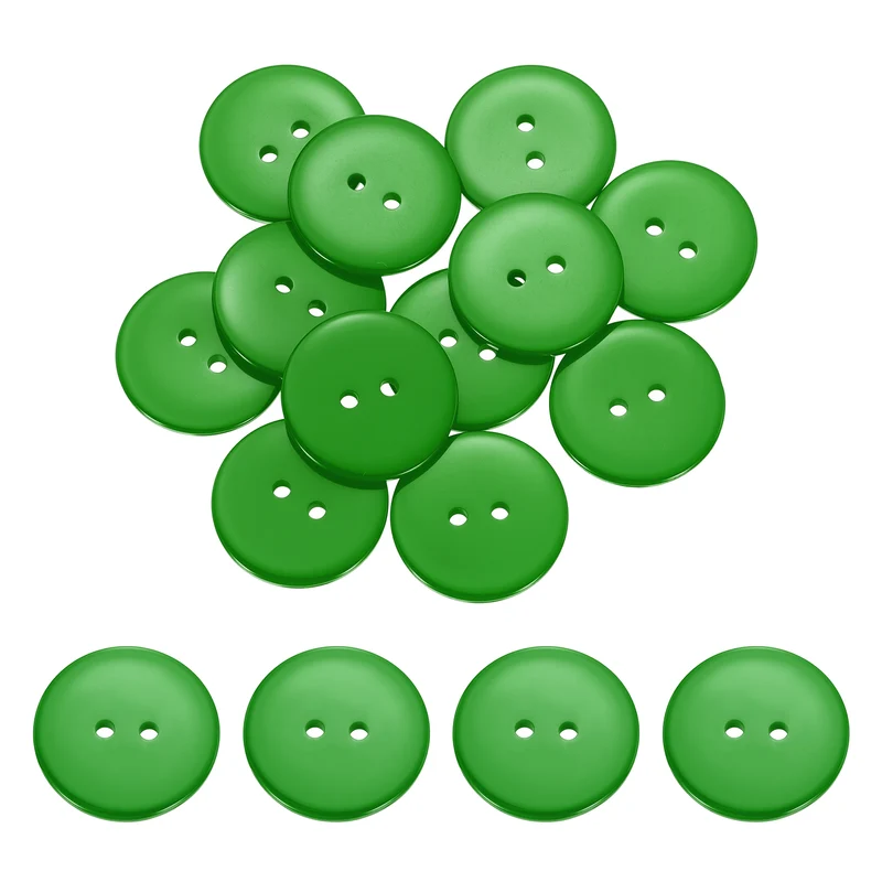 16 Pcs 28mm Resin Sewing Buttons, 2 Hole for Sewing Coats Shirts, Grass Green