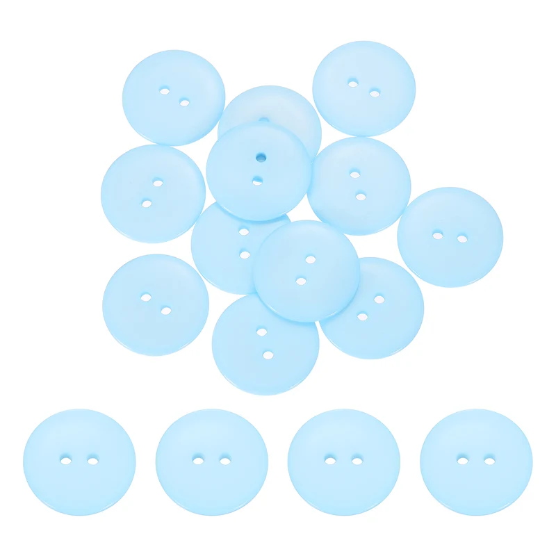 16 Pcs 28mm Resin Sewing Buttons, 2 Hole for Sewing Coats Shirts, Light Blue