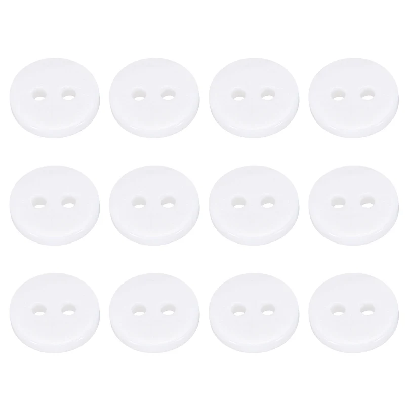 12Pcs 10mm Mother of Pearl Buttons 2 Holes Round Pearlized for Sewing White