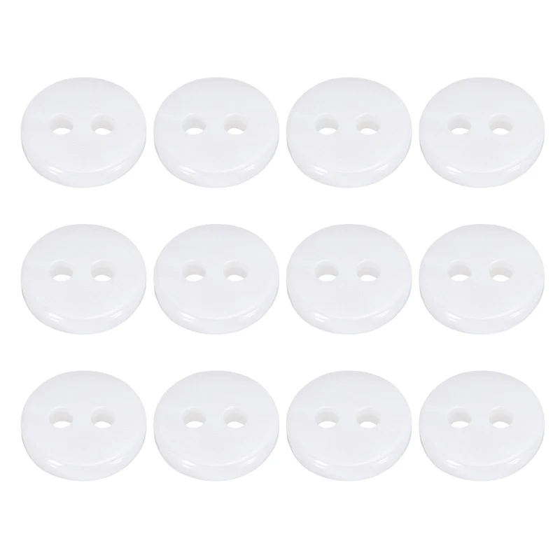 12Pcs 9mm Mother of Pearl Buttons 2 Holes Round Pearlized for Sewing White