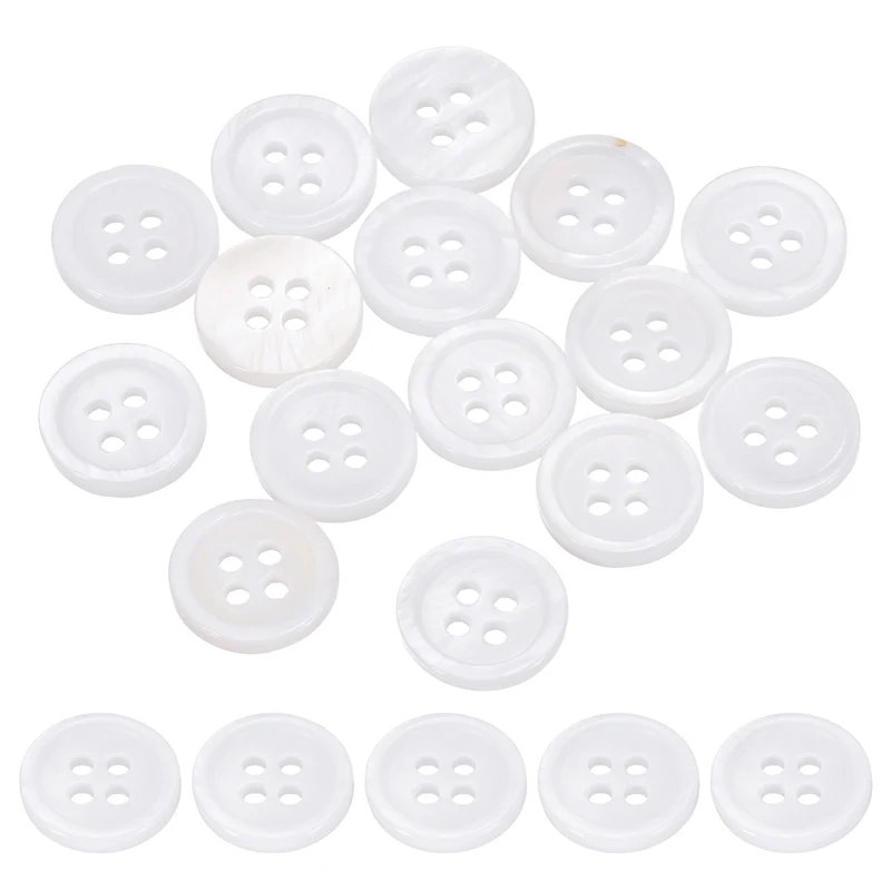 15Pcs 11.5mm Mother of Pearl Buttons, 4 Holes MOP Pearl Shell Buttons, White