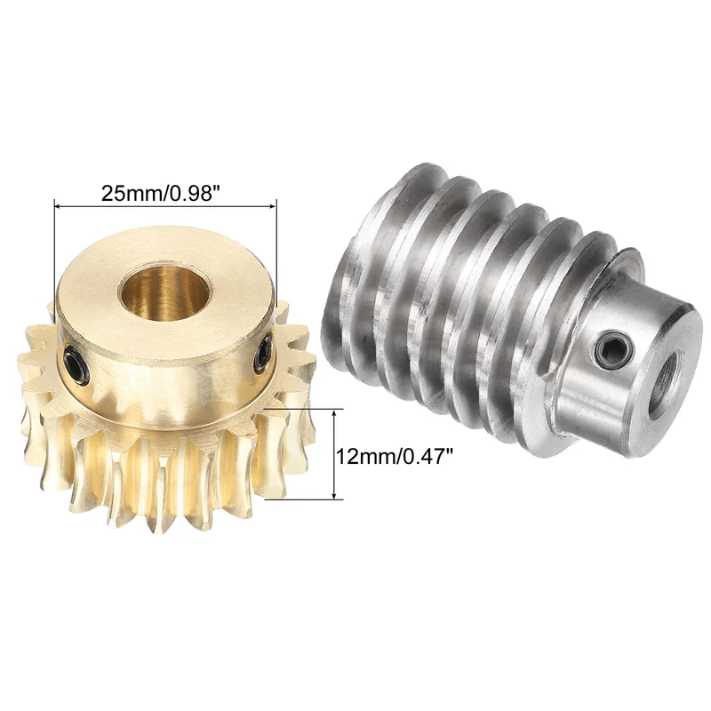 Worm Gear Set 1.5 Module 20:1 Reduction Rate(Gear-10mm Bore, Rod 8mm Bore)