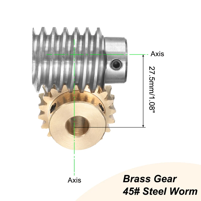 Worm Gear Set 1.5 Module 20:1 Reduction Rate(Gear-10mm Bore, Rod 8mm Bore)
