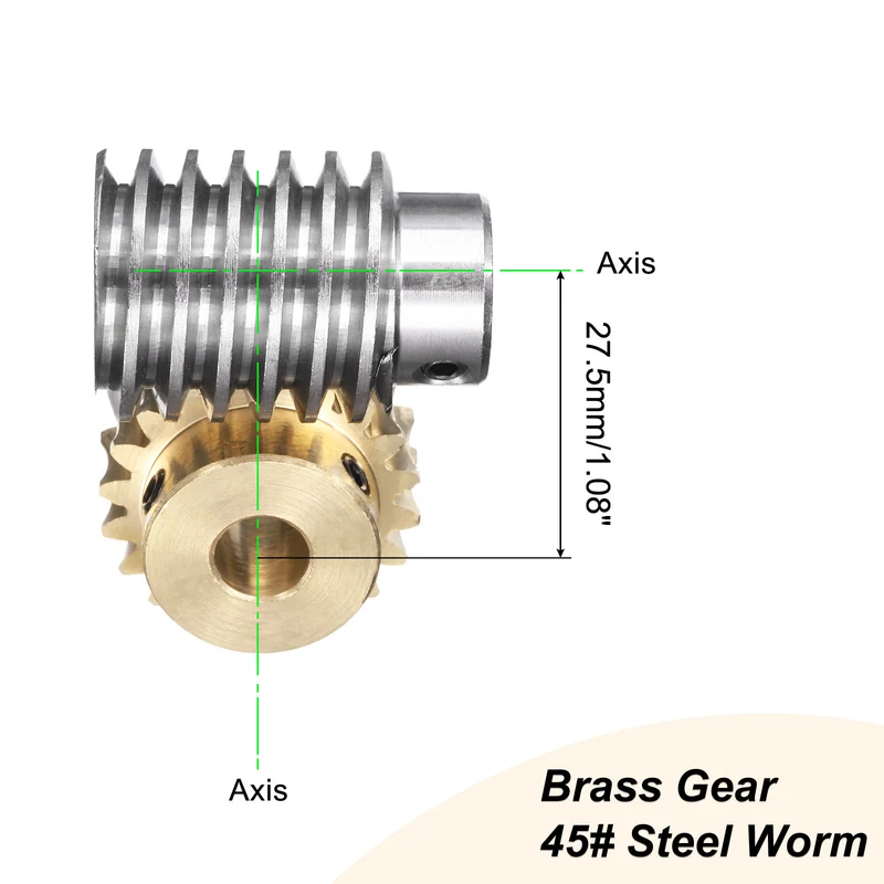 Worm Gear Set 1.5 Module 20:1 Reduction Rate(Gear-10mm Bore, Rod 10mm Bore)