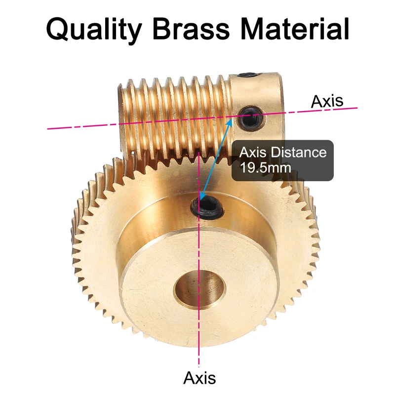 Worm Gear Set 6mm Wheel Shaft Brass 0.5M 60:1 Reduction Rate Drive Gear Box