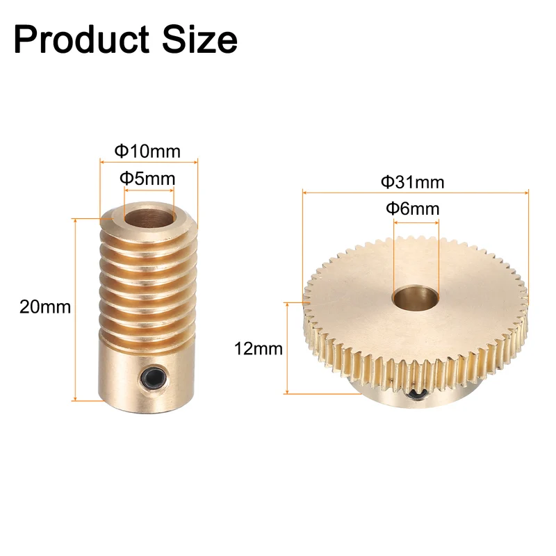 Worm Gear Set 5mm Wheel Shaft Brass 0.5M 60:1 Reduction Rate Drive Gear Box