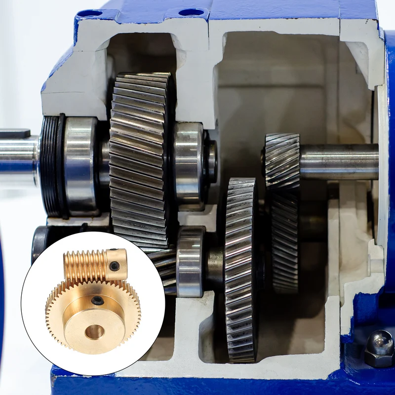 Worm Gear Set 5mm Wheel Shaft Brass 0.5M 60:1 Reduction Rate Drive Gear Box