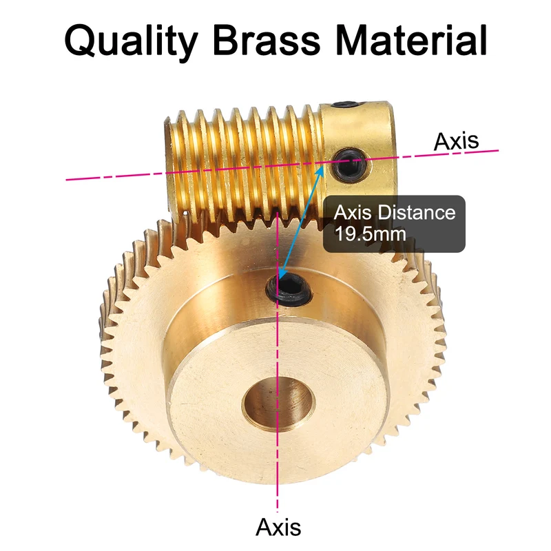 Worm Gear Set 3mm Wheel Shaft Brass 0.5M Reduction Rate Drive Gear Box